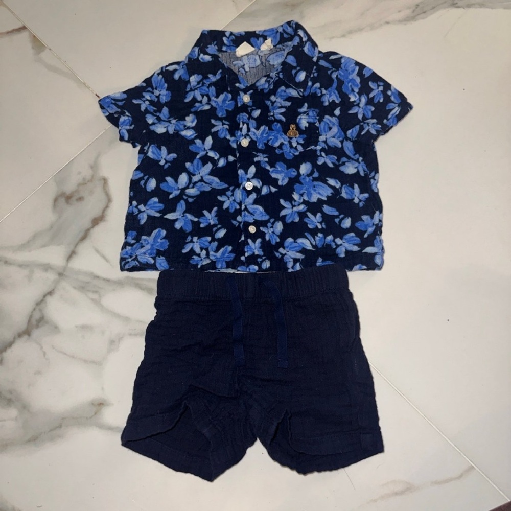 Ralph Lauren Blue Floral Shirt and Shorts Set